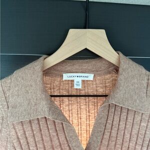 Lucky Brand Ribbed Polo Dress - Light Brown